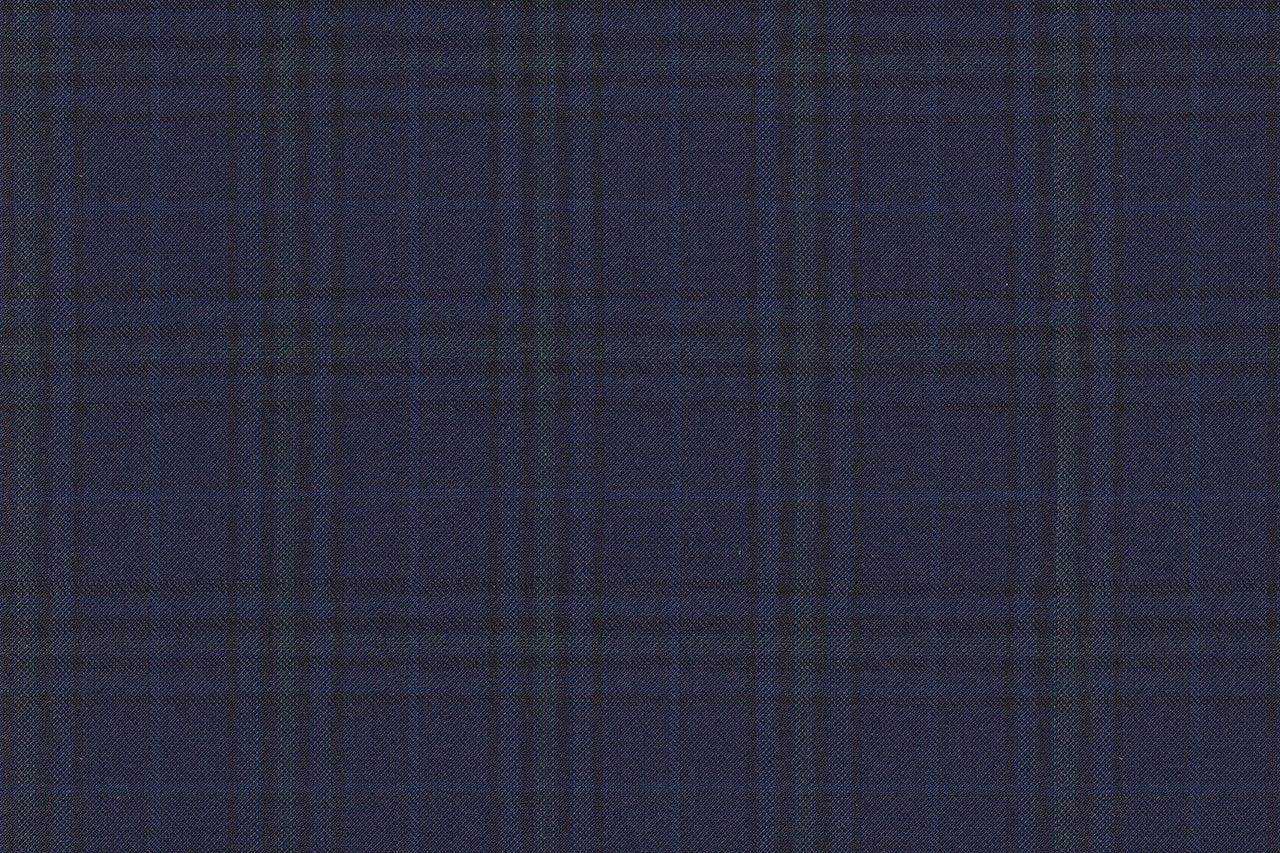 4868/G3-21746 Navy and Green Check Suit Fabric