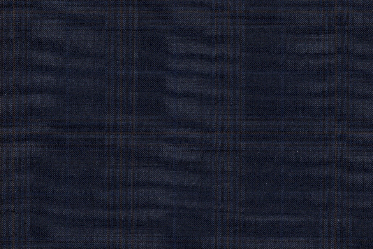 4895/G3-21774 Navy With Brown and Bronze Check Suit Fabric