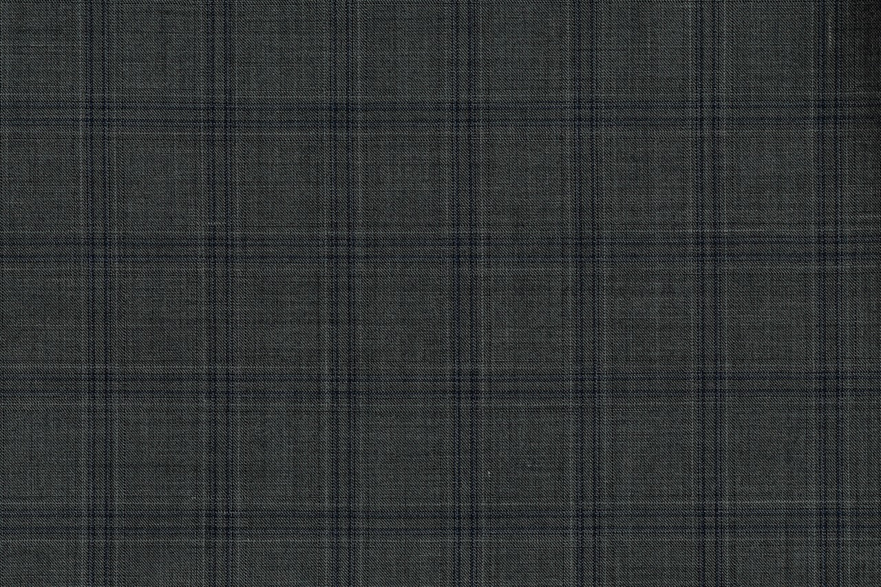 71124-1/10339 Blue Plaid Check On Grey Pants Fabric