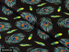 COLOR 46/BLOOM 46 Black and Green Peacock Printed Fine Giza Cotton Shirting Fabric