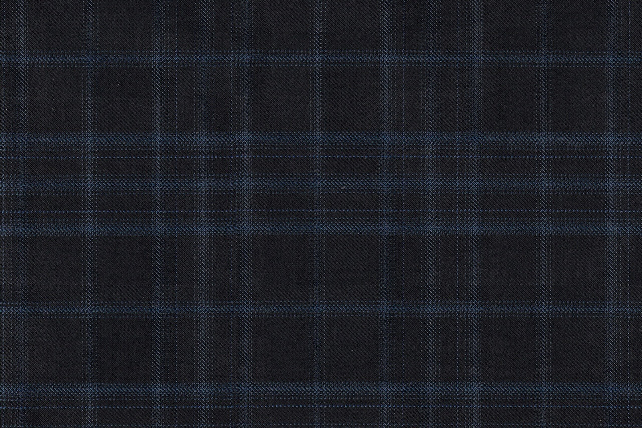 JT-2195046/G1-23011 Black With Teal Blue Check Suit Fabric
