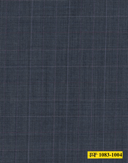 1083-1004/P4-18267 Grey Blue With Pink Check Suit Fabric