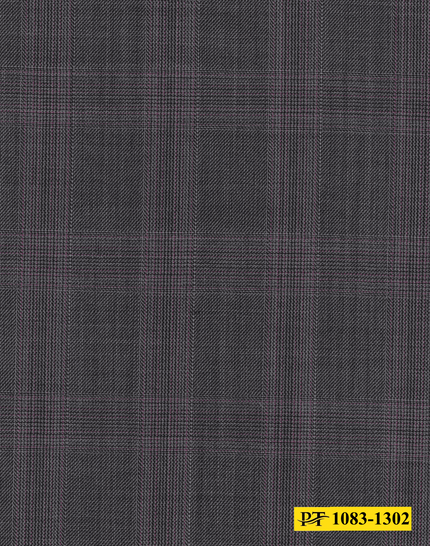 1083-1302/P4-18275 Light Grey With Pink Check Suit Fabric