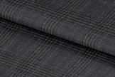 21373/G6-22683 Grey With Brown & Light Blue Check Pants Fabric