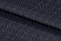 21387/G6-22689 Denim Blue With Navy & Tan Check Vest Fabric