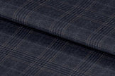 21387/G6-22689 Denim Blue With Navy & Tan Check Pants Fabric