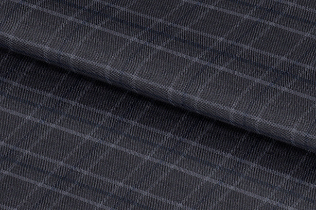 2199001/G1-22960 Dark Gray with Blue Check Jacket Fabric