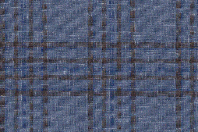 25005-4/G5-20212 Blue & Brown Check Pants Fabric