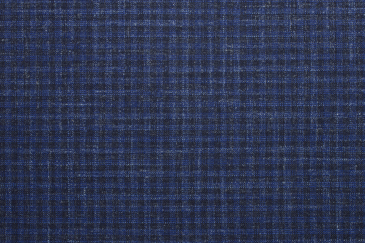 25007-2/G5-20219 Navy Blue & Black Check Pants Fabric