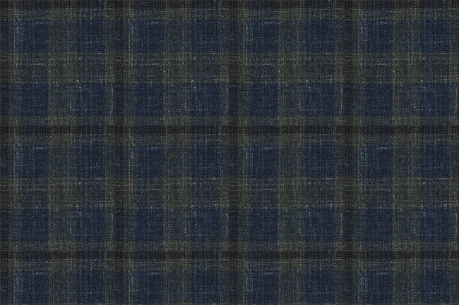 25010-2/G5-20208 Dark Blue With Moss Window Pane Pants Fabric