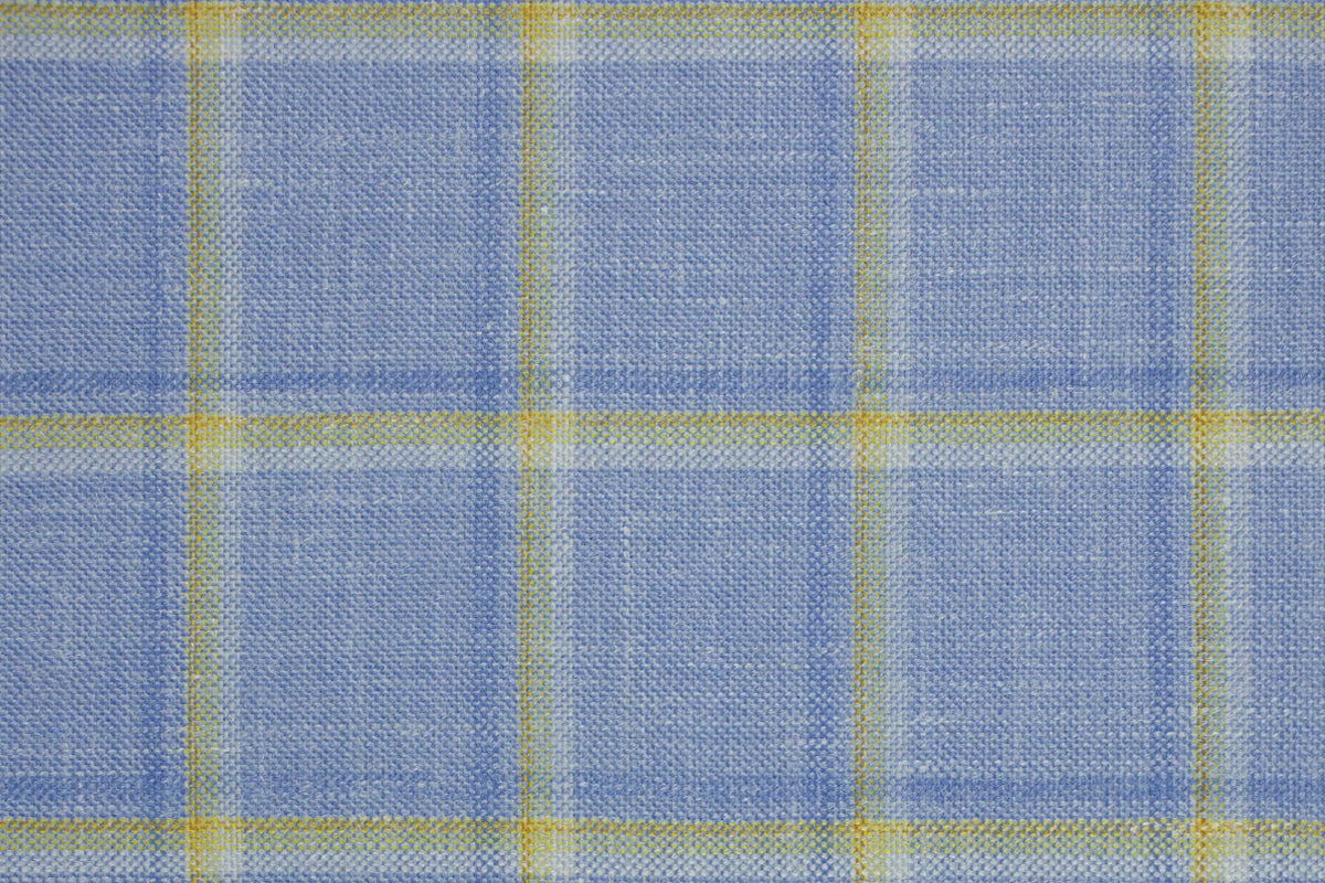 25010-5/G5-20205 Baby Blue With Yellow Window Pane Pants Fabric