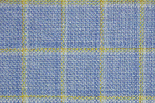 25010-5/G5-20205 Baby Blue With Yellow Window Pane Pants Fabric