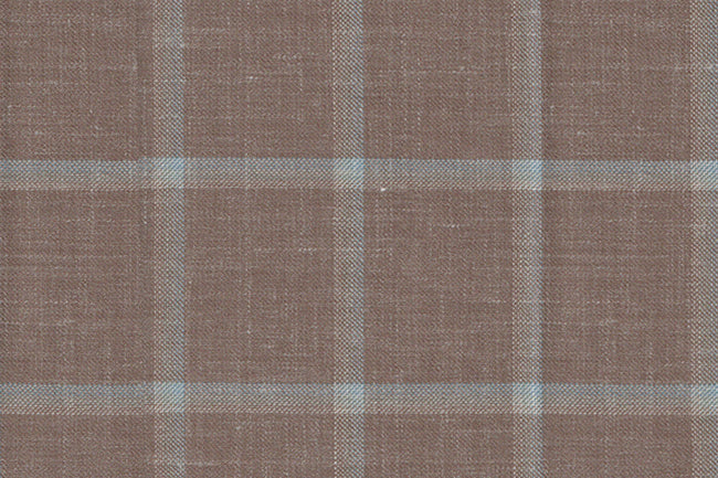 25040/G5-20286 Light Brown With Light Blue Window Pane Vest Fabric
