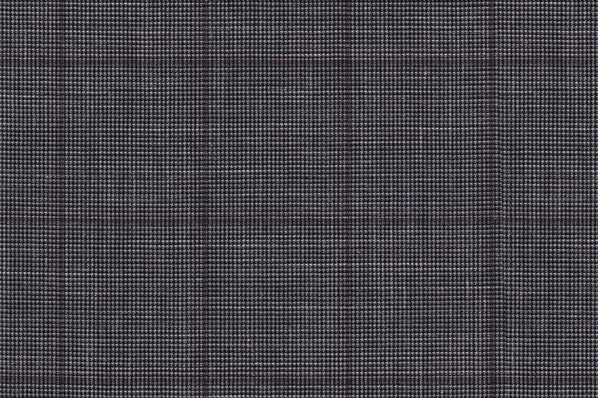 25053/G5-20272 Light Grey Micro Houndstooth With Brown Check Pants Fabric
