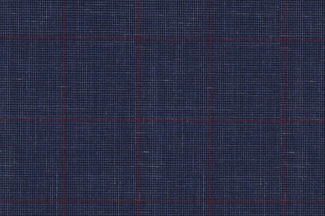 25055/G5-20270 Navy Micro Houndstooth With Red Check Pants Fabric