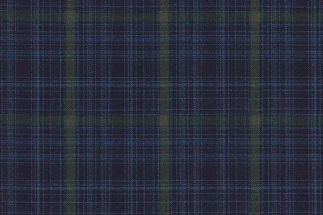 4847/G3-21765 Navy With Light Blue and Moss Green Windowpane Suit Fabric