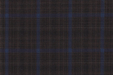 4848/G3-21726 Brown With Light Blue Windowpane Suit Fabric