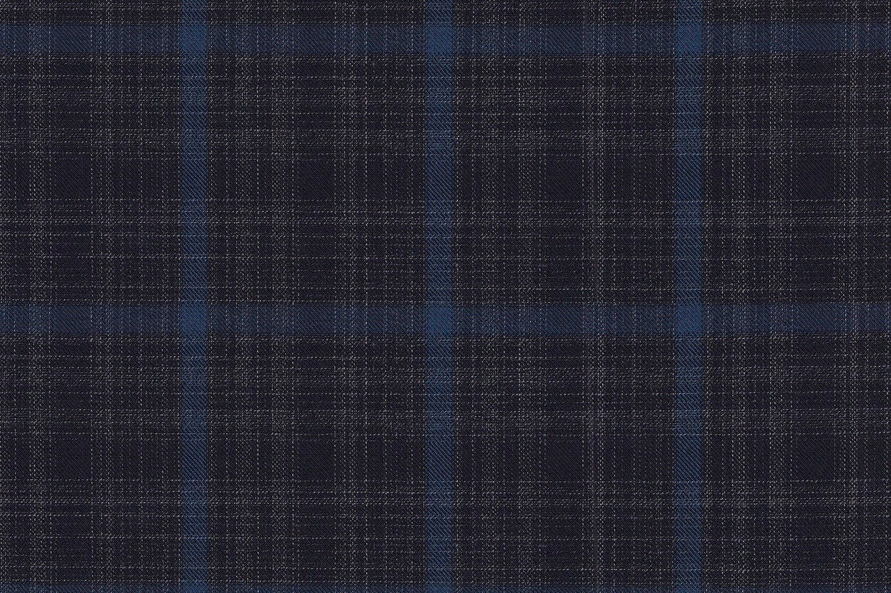 4849/G3-21727 Midnight Blue With Light Blue Windowpane Vest Fabric