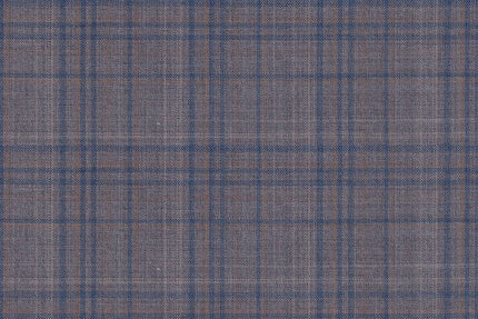 4851/G3-21729 Light Grey With Gold and Blue Check Suit Fabric