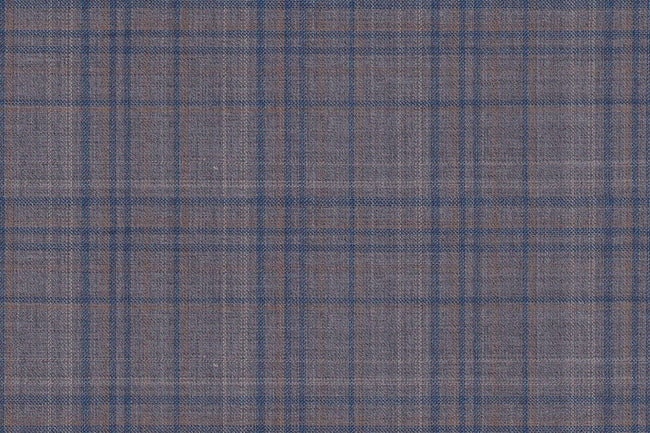 4851/G3-21729 Light Grey With Gold and Blue Check Suit Fabric