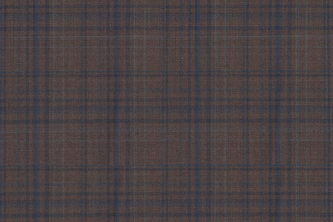 4853/G3-21731 Light Brown With Navy and Blue Check Suit Fabric