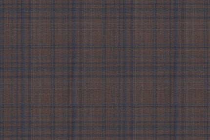 4853/G3-21731 Light Brown With Navy and Blue Check Suit Fabric