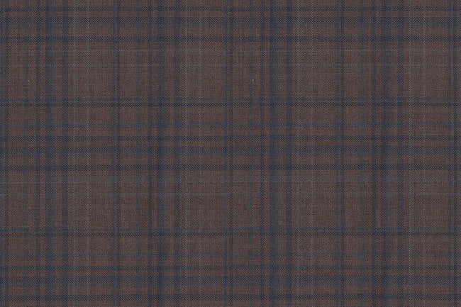 4853/G3-21731 Light Brown With Navy and Blue Check Suit Fabric