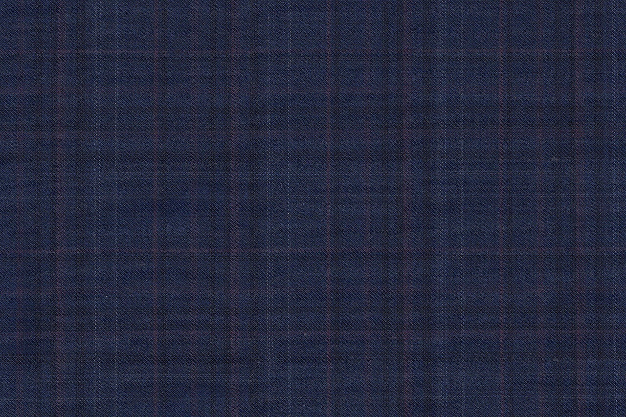 4855/G3-21733 Royal Blue With Purple and Navy Check Suit Fabric