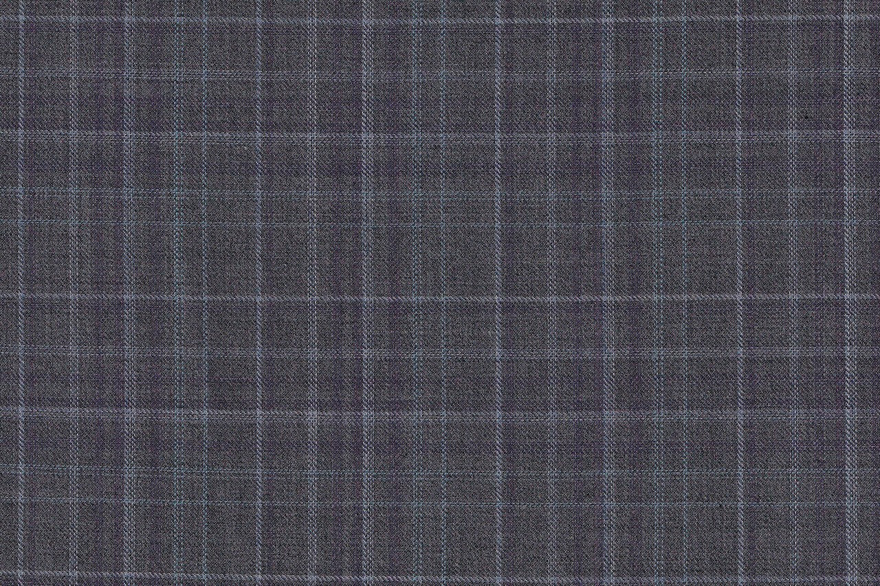 4856/G3-21734 Light Grey With Silver & Purple Check Pants Fabric
