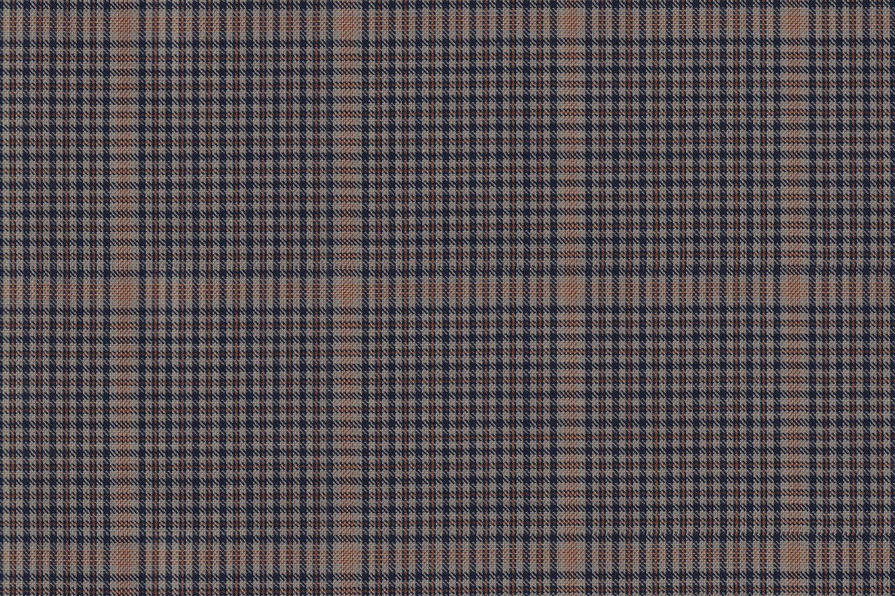 4857/G3-21735 Tan & Blue Houndstooth Check Jacket Fabric