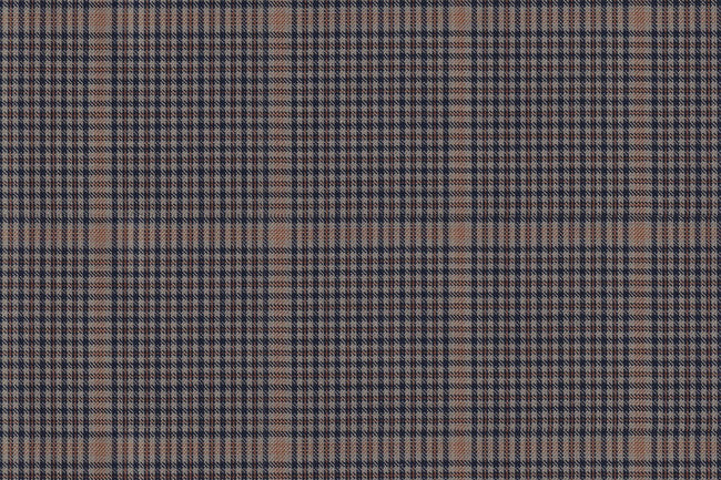 4857/G3-21735 Tan & Blue Houndstooth Check Jacket Fabric