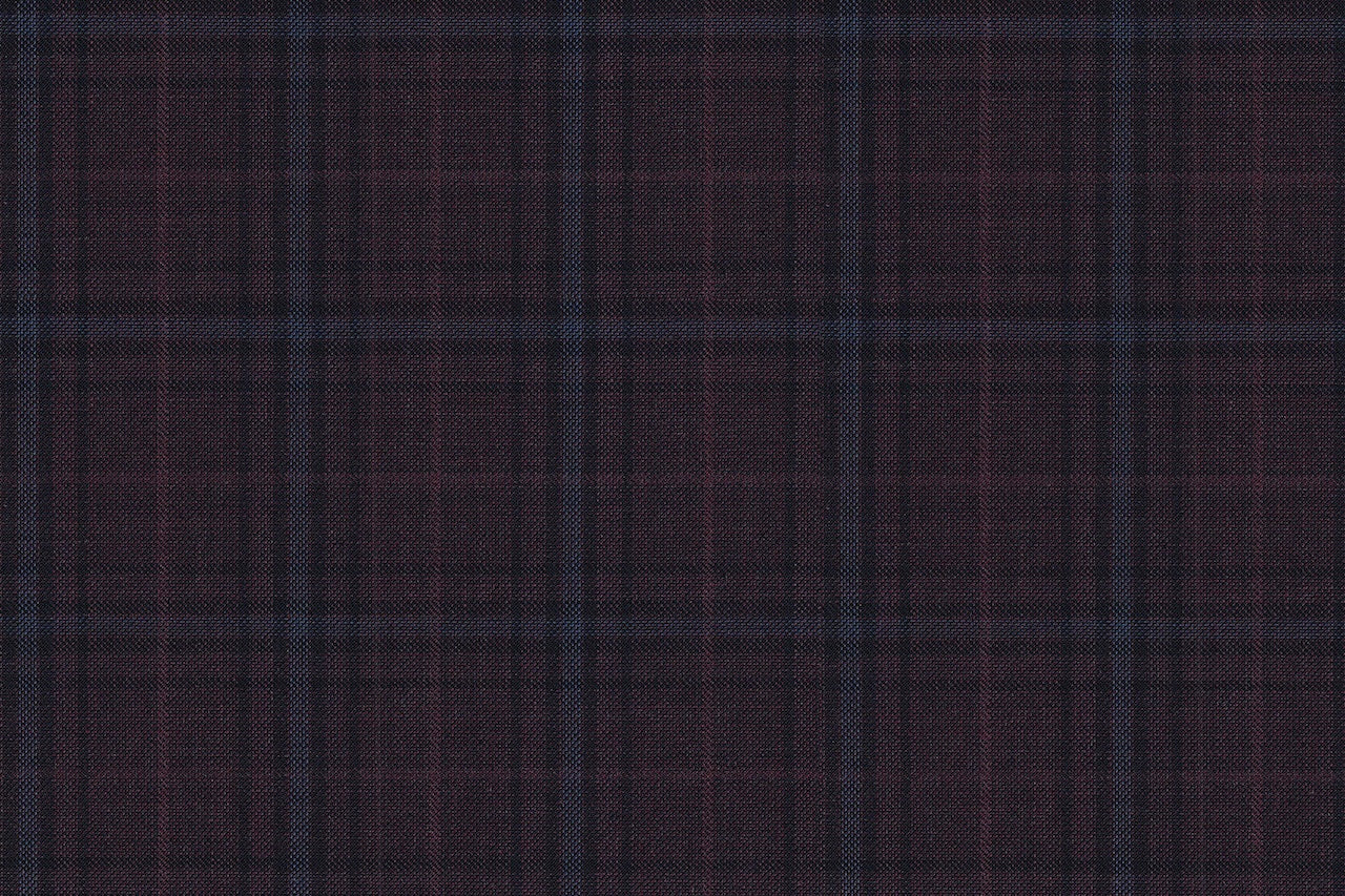 4869/G3-21747 Maroon and Light Blue Check Suit Fabric