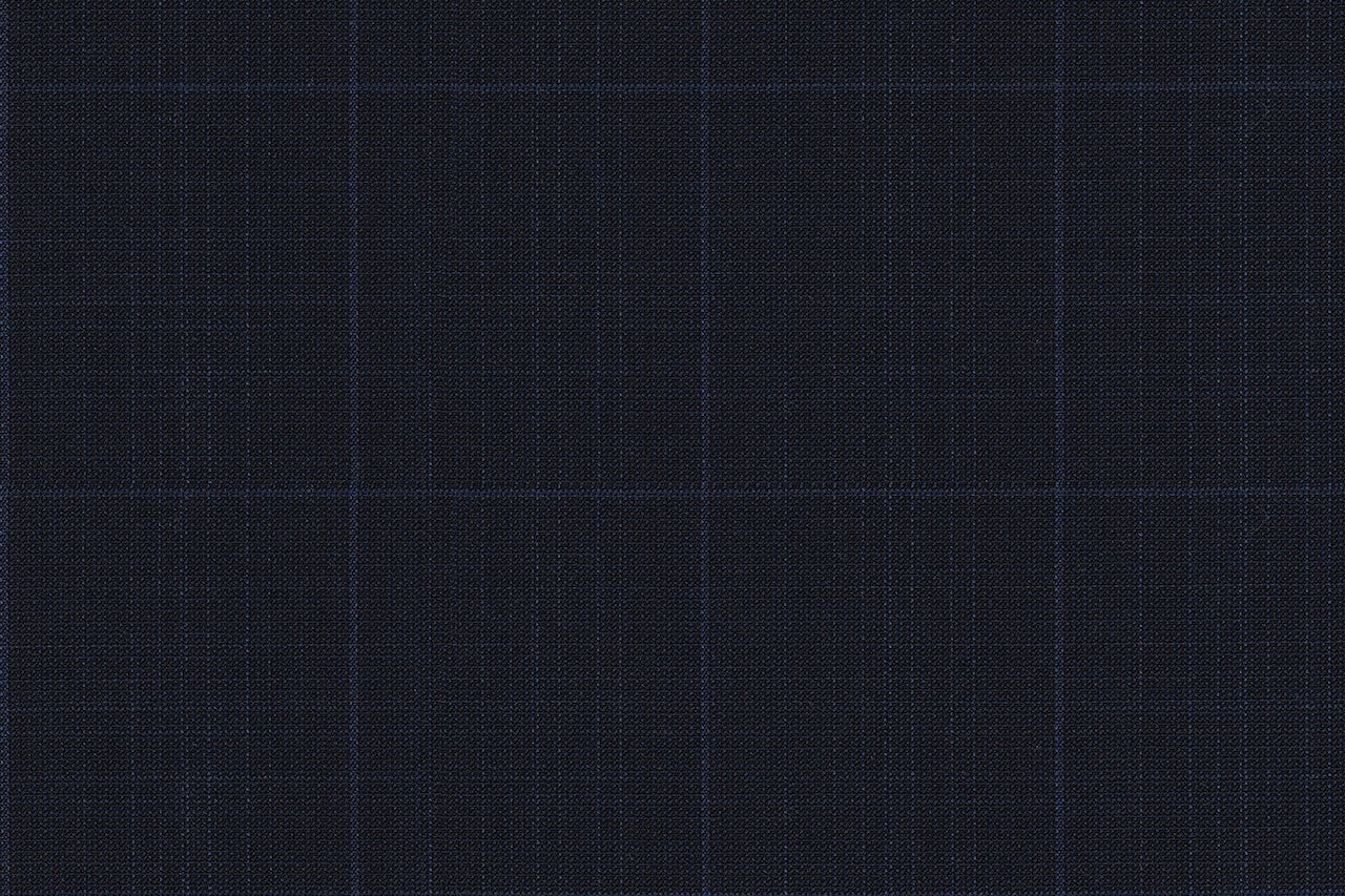 4871/G3-21749 Navy With Light Blue Windowpane Pants Fabric