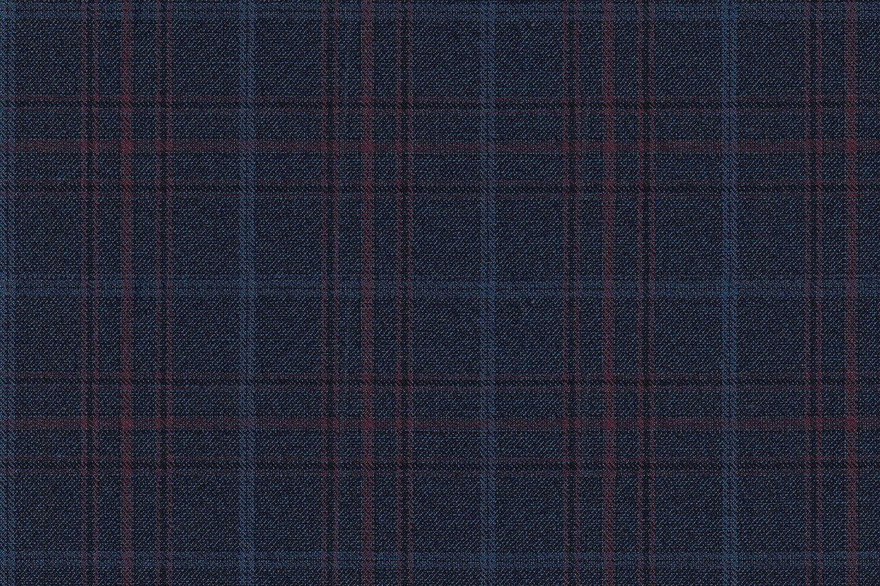 4890/G3-21769 Steel Blue With Dark Pink & Light Blue Check Jacket Fabric