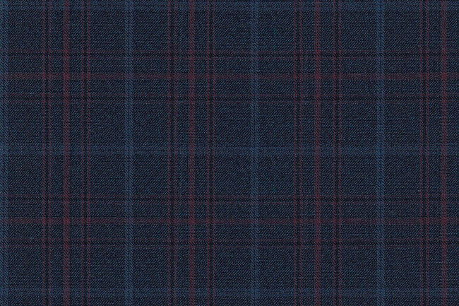 4890/G3-21769 Steel Blue With Dark Pink & Light Blue Check Jacket Fabric