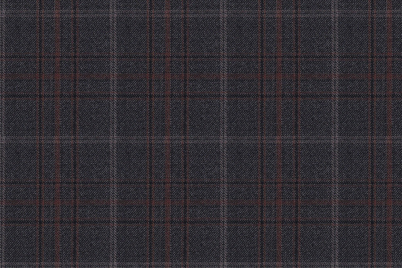 4891/G3-21770 Taupe With Copper and Navy Check Suit Fabric