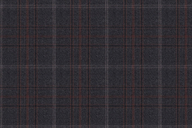 4891/G3-21770 Taupe With Copper and Navy Check Suit Fabric