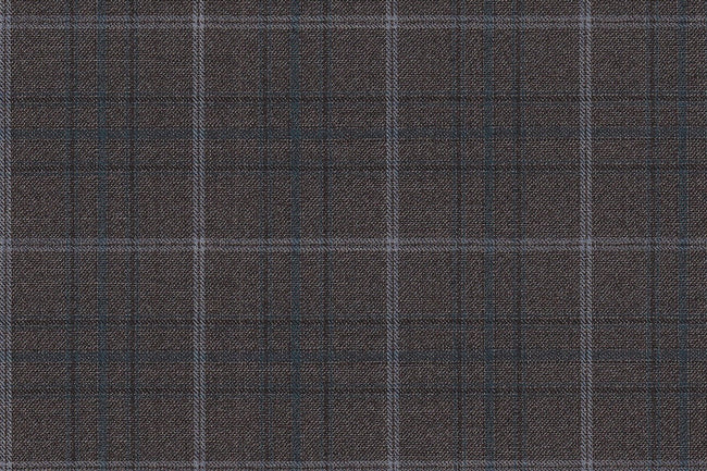 4892/G3-21771 Brown With Silver & Blue Check Jacket Fabric