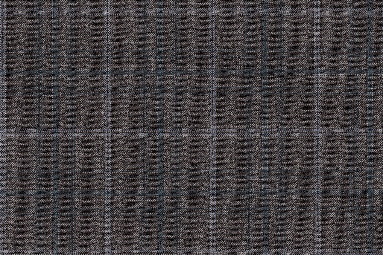 4892/G3-21771 Brown With Silver and Blue Check Suit Fabric