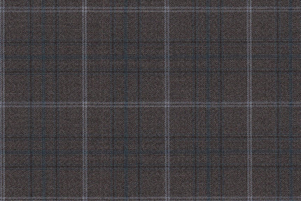 4892/G3-21771 Brown With Silver and Blue Check Suit Fabric