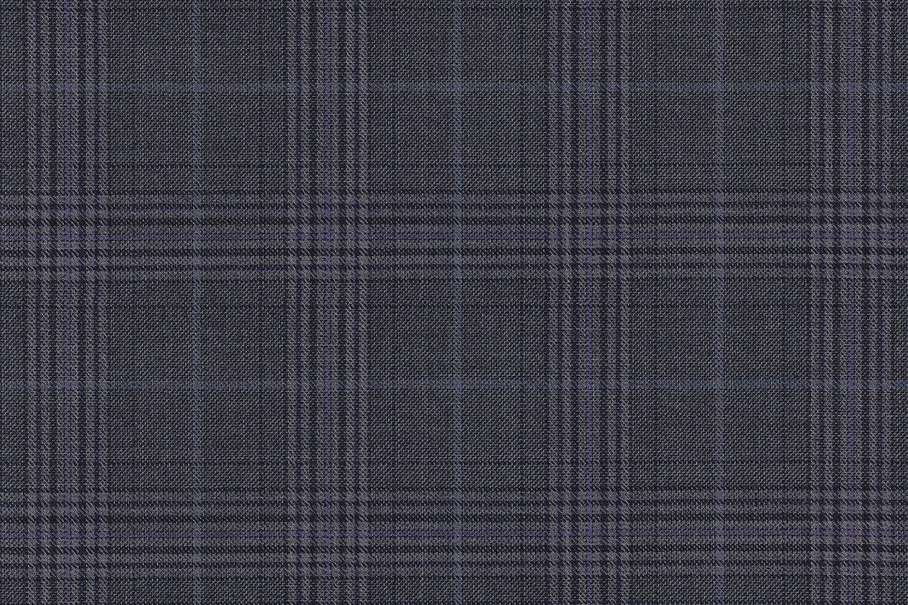 4893/G3-21772 Gray With Purple & Blue Check Pants Fabric