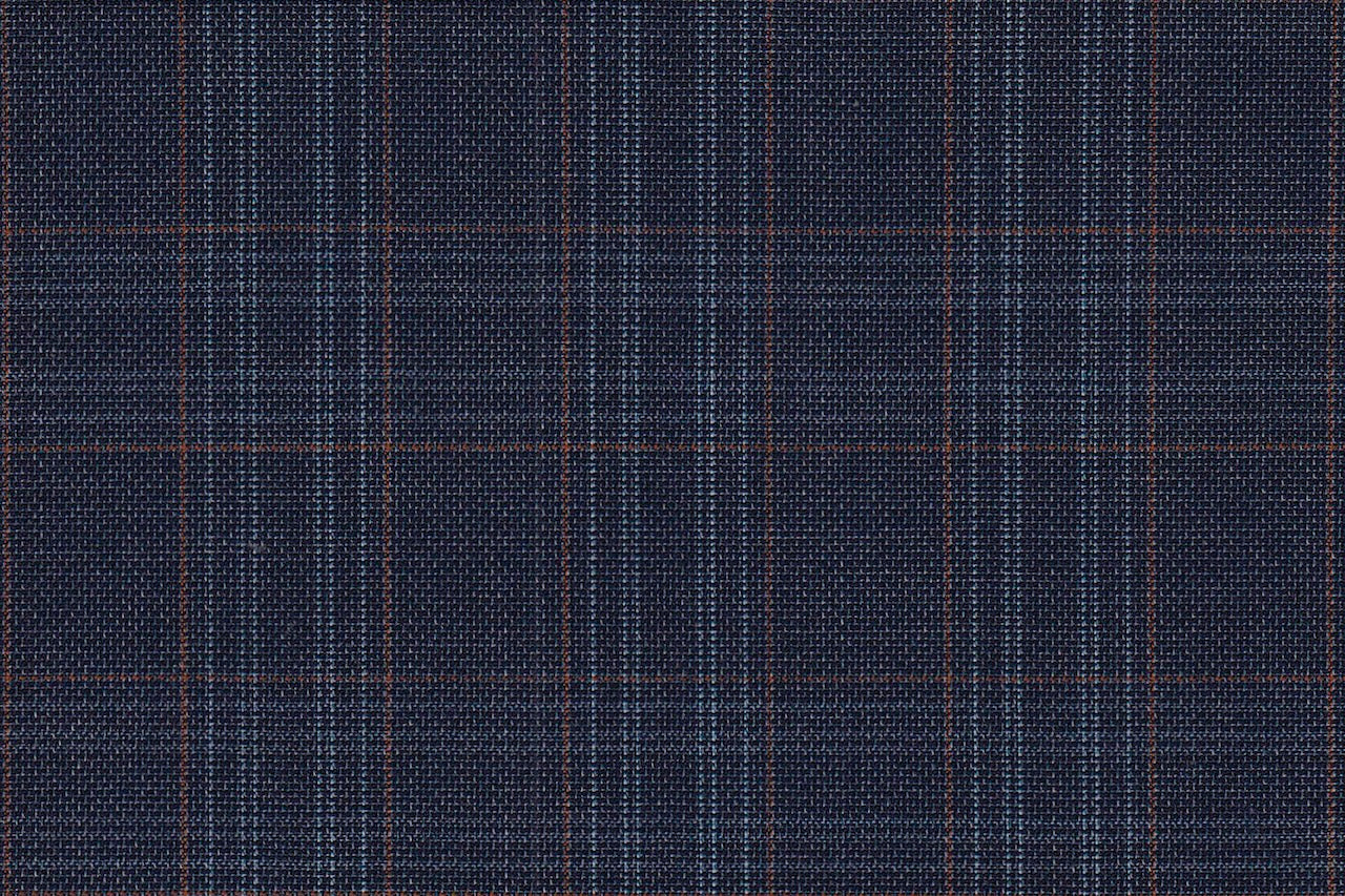 4896/G3-21775 Steel Blue With Bronze Check Pants Fabric