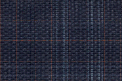 4896/G3-21775 Steel Blue With Bronze Check Suit Fabric