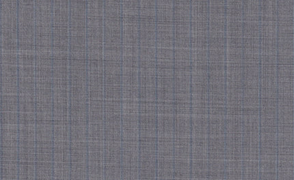 61018/G3-21796 Grey With Blue Stripe Suit Fabric