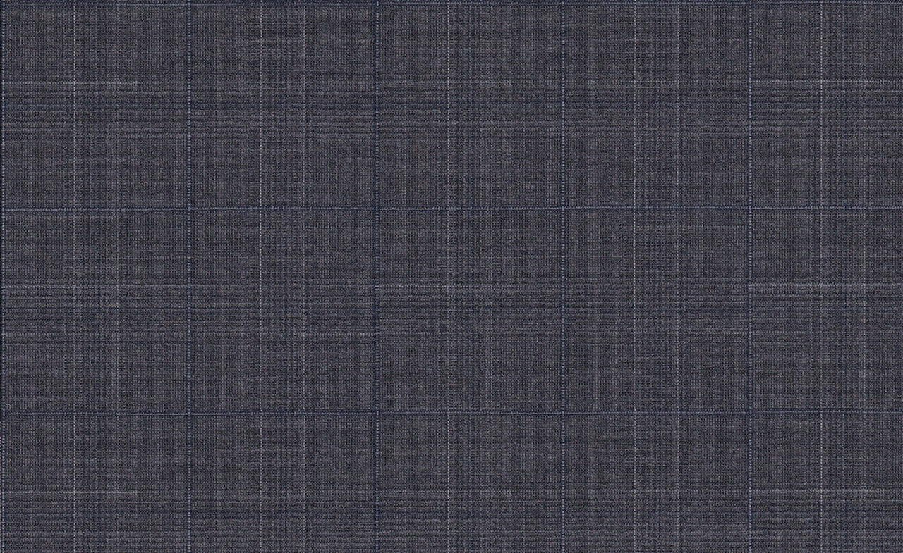61025/G3-21803 Medium Grey With Blue Check Suit Fabric