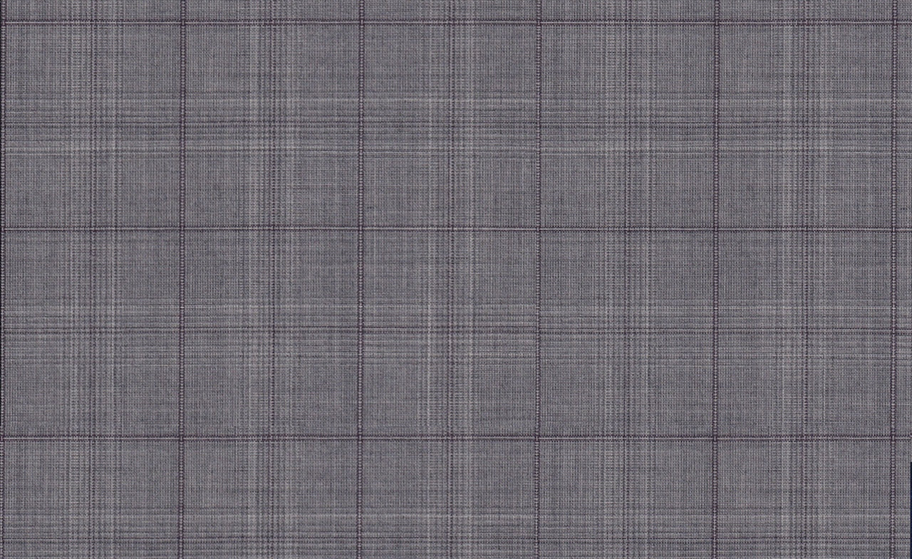 61026/G3-21804 Silver Grey With Plum Check Suit Fabric