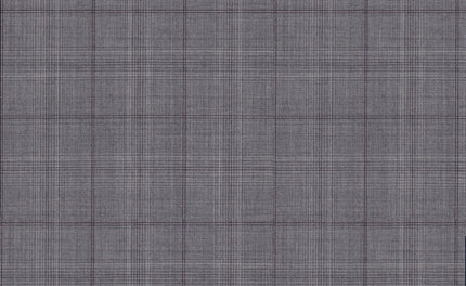 61026/G3-21804 Silver Grey With Plum Check Suit Fabric