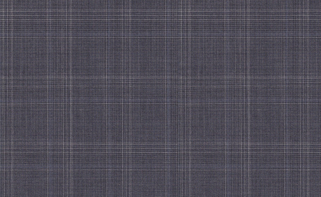 61029/G3-21807 Grey With White & Blue Check Suit Fabric