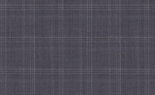 61029/G3-21807 Grey With White & Blue Check Suit Fabric