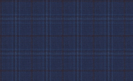 61033/G3-21811 Blue With Burgundy Check Suit Fabric